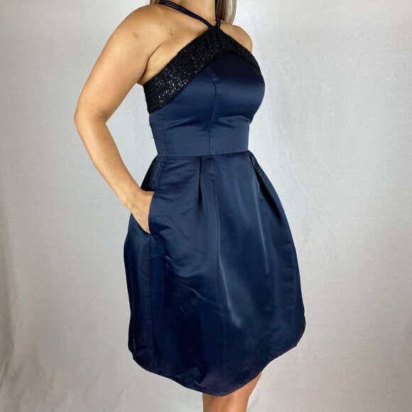 Theia Navy Blue Strappy Halter Dress $595 - Picture 7 of 7